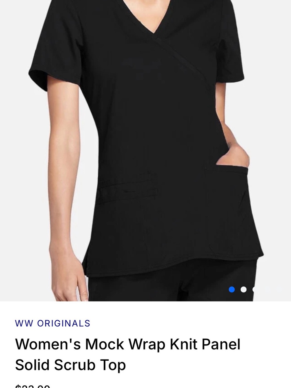 Cherokee Black Mock Wrap Scrub Top